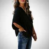 Tamara Casual V-Neck Patchwork Top