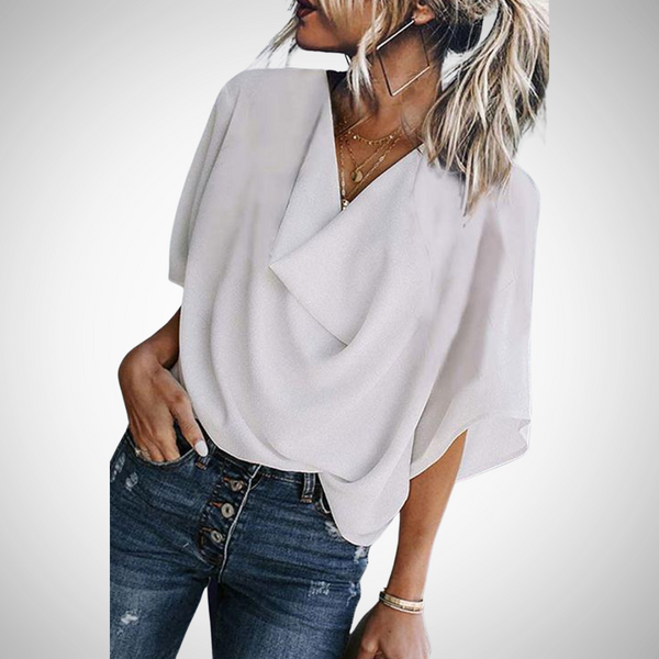 Tamara Casual V-Neck Patchwork Top