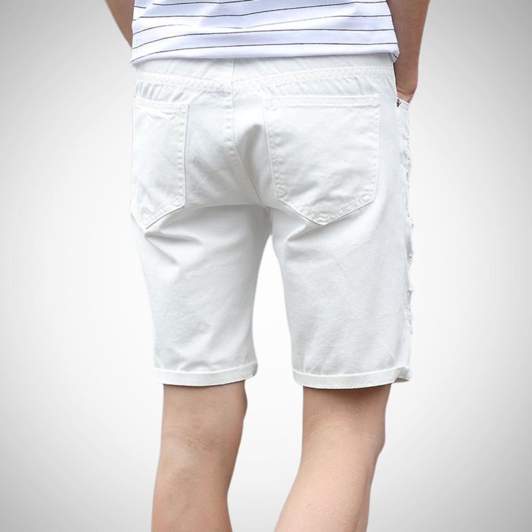 Romel Knee Length Hole Jeans Shorts for Men