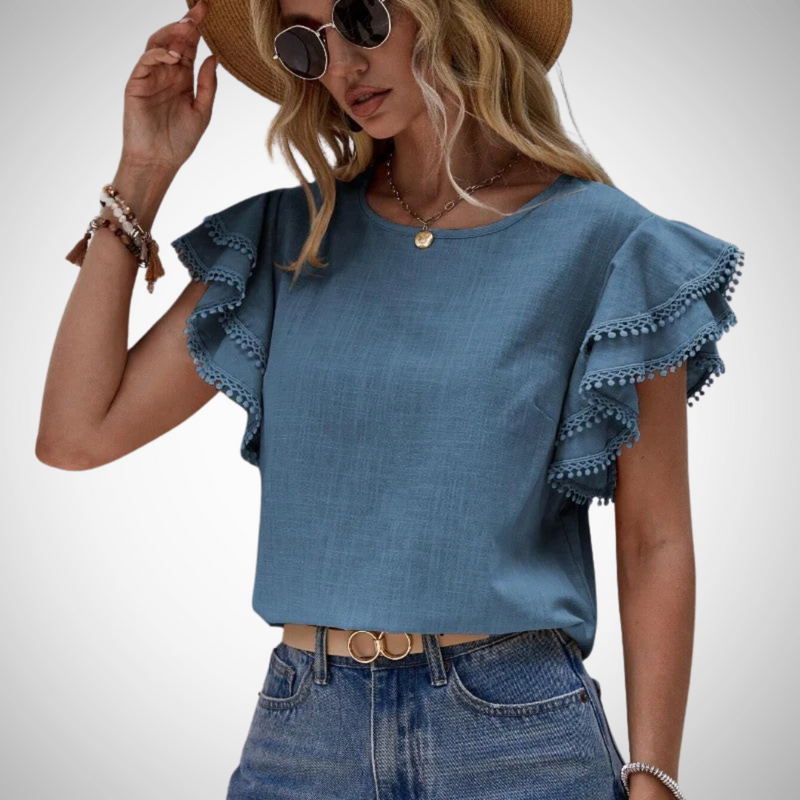 Ruffa Ruffle Sleeve Blouse