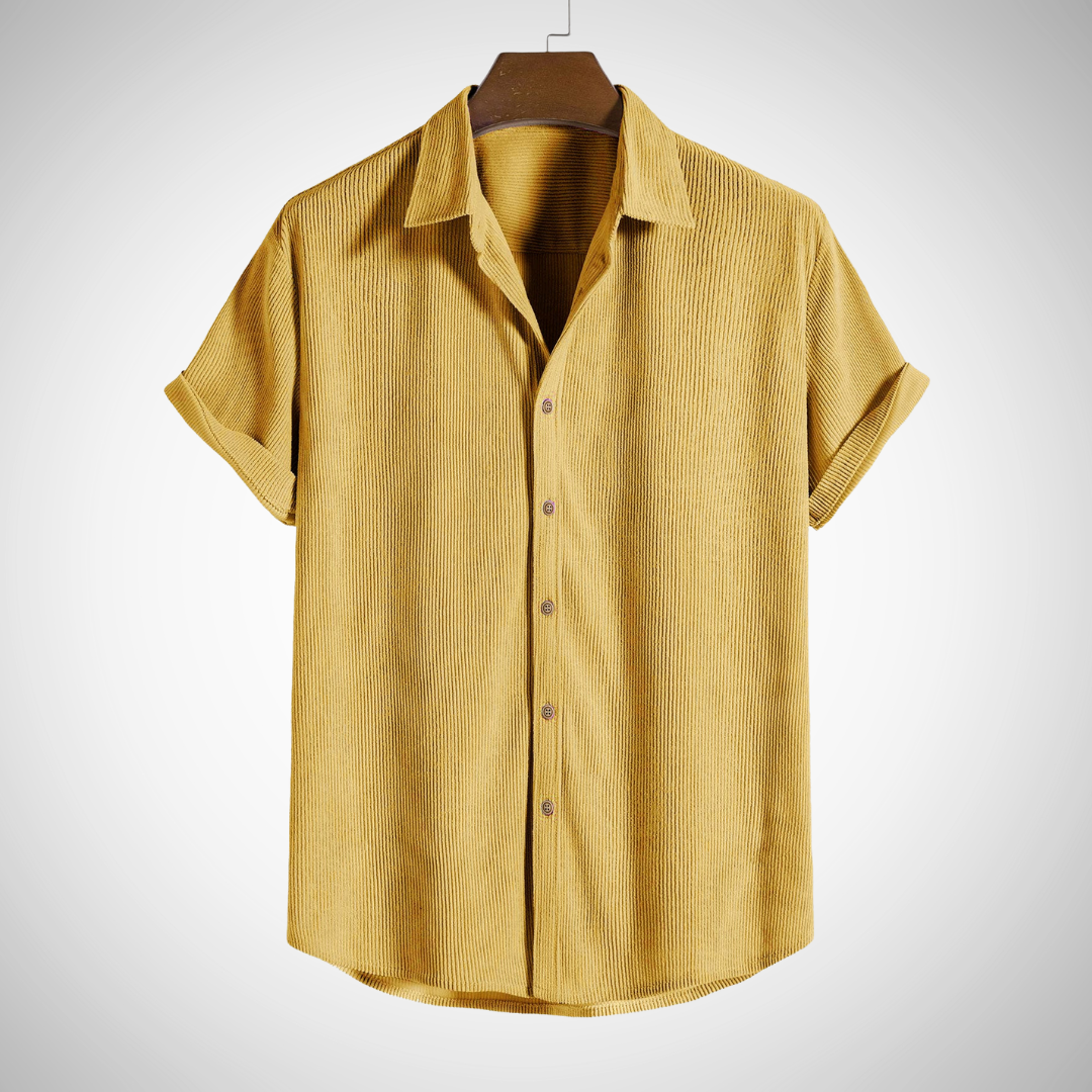 Chemise boutonnée à manches courtes en velours côtelé Martin pour homme