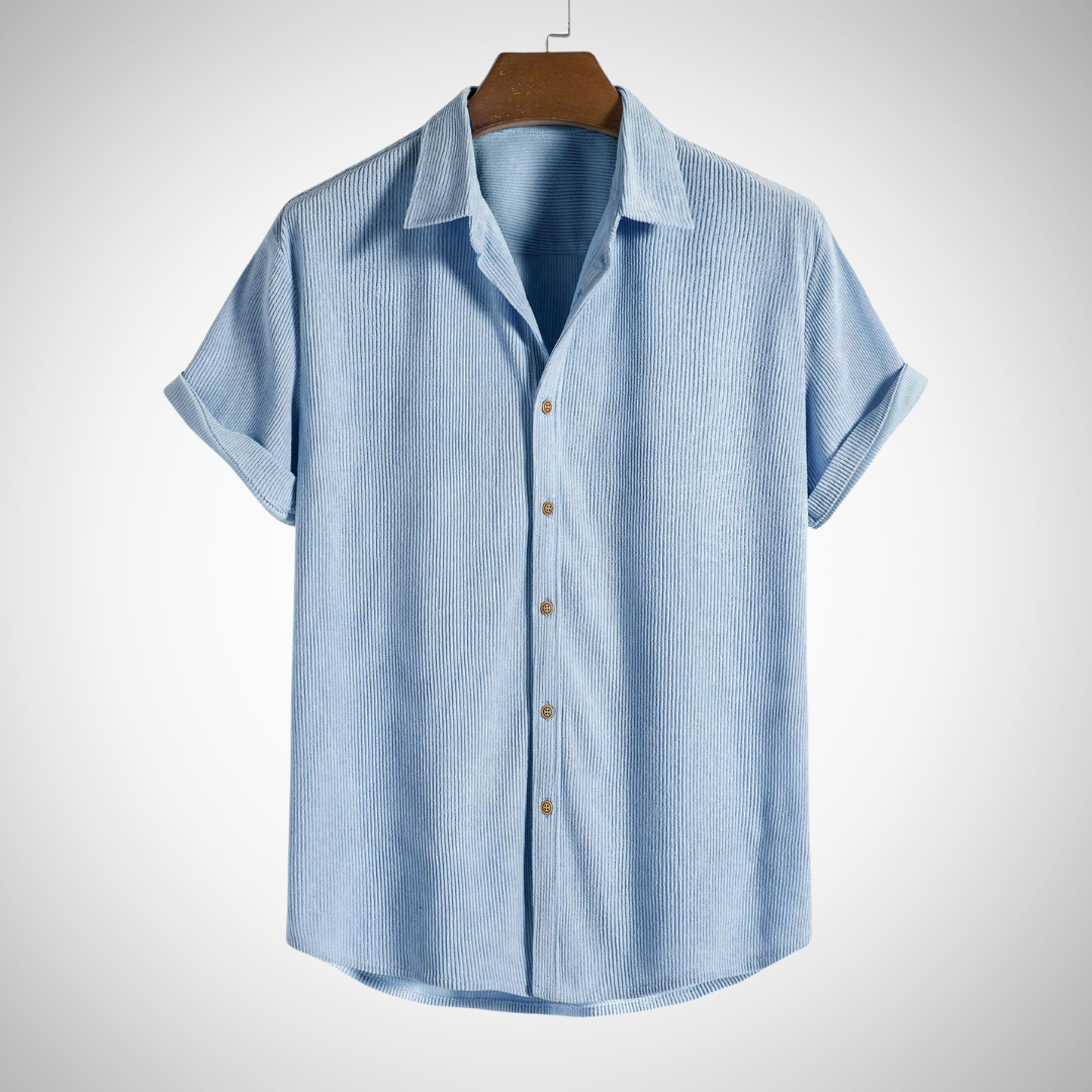 Chemise boutonnée à manches courtes en velours côtelé Martin pour homme
