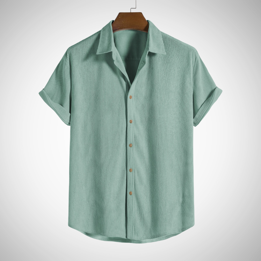 Chemise boutonnée à manches courtes en velours côtelé Martin pour homme