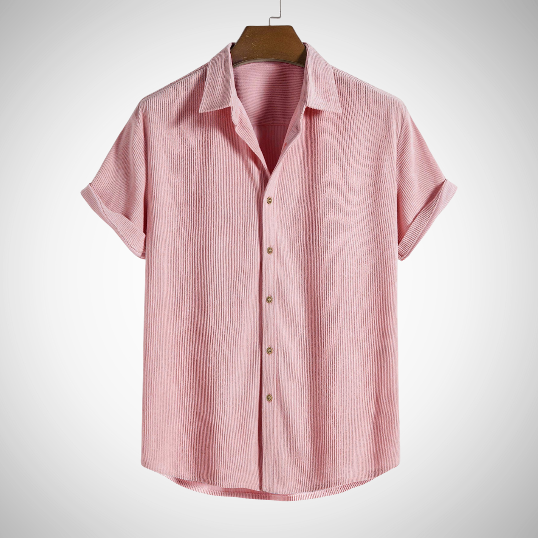 Chemise boutonnée à manches courtes en velours côtelé Martin pour homme
