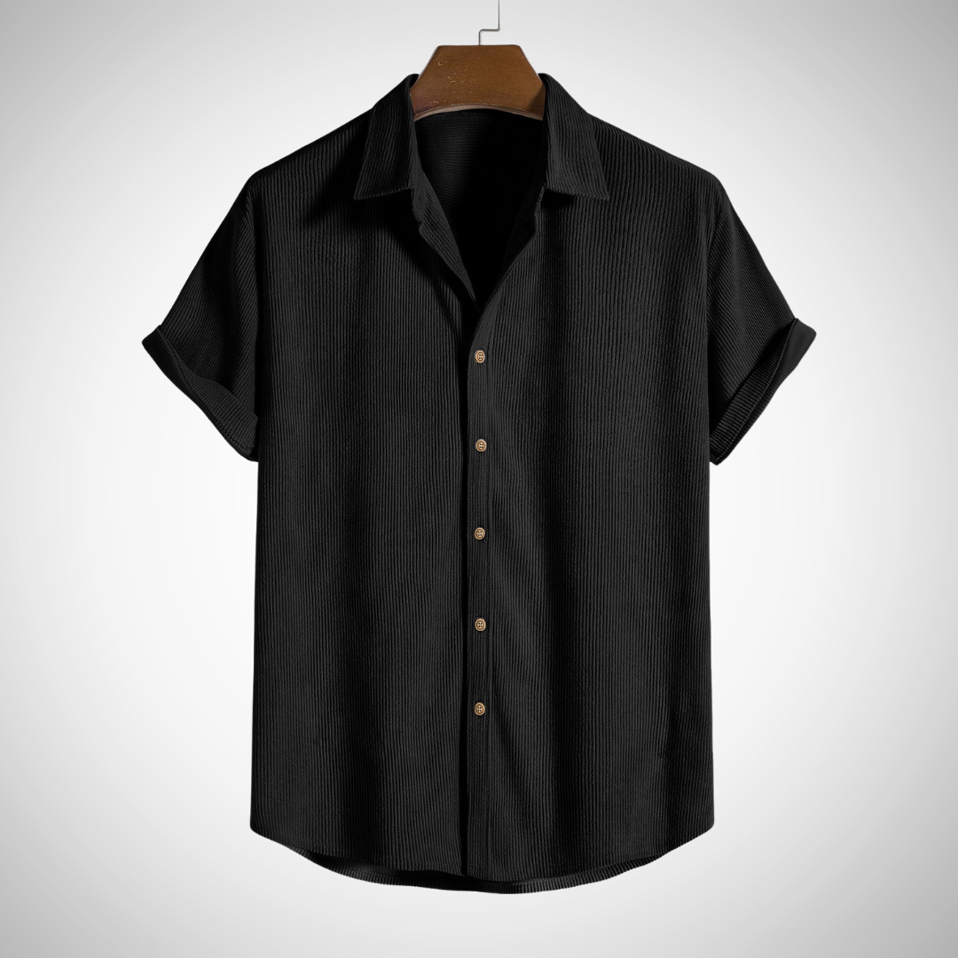 Chemise boutonnée à manches courtes en velours côtelé Martin pour homme