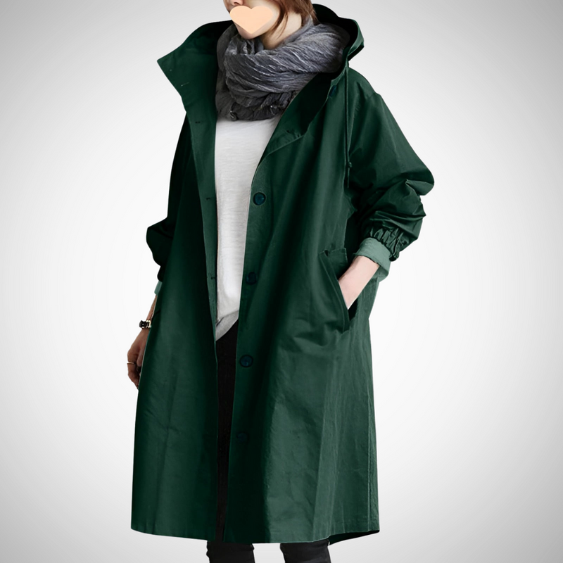 Nora Oversized Women's Waterproof Hooded Raincoat - Stylish, Lightweight, Breathable