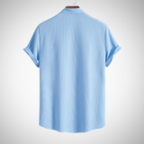 Keith Muscle Fit Ribbed Stand Collar Shirt for Men