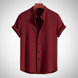 Keith Muscle Fit Ribbed Stand Collar Shirt for Men