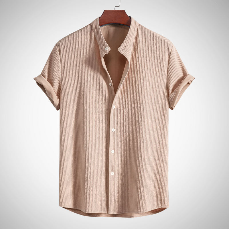Keith Muscle Fit Ribbed Stand Collar Shirt for Men