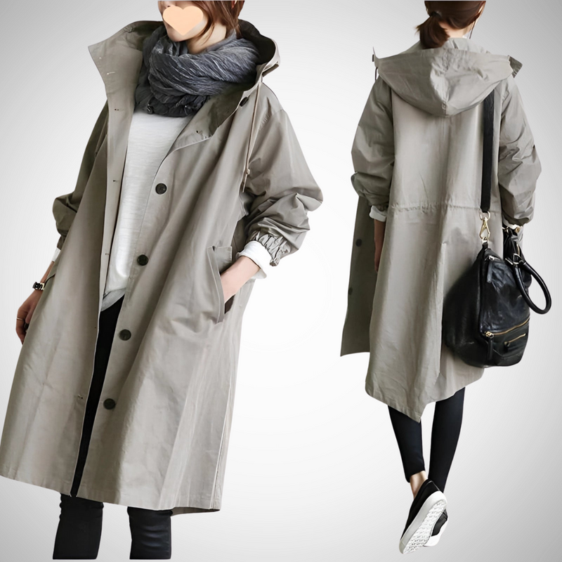 Nora Oversized Women's Waterproof Hooded Raincoat - Stylish, Lightweight, Breathable