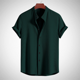 Keith Muscle Fit Ribbed Stand Collar Shirt for Men