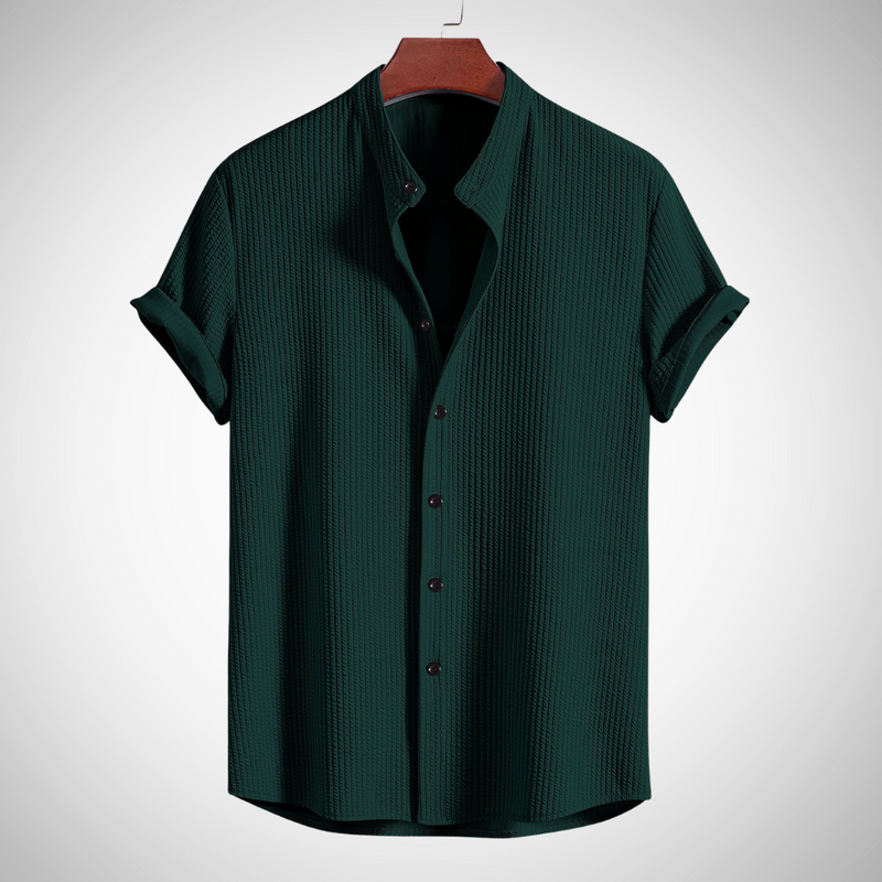 Keith Muscle Fit Ribbed Stand Collar Shirt for Men