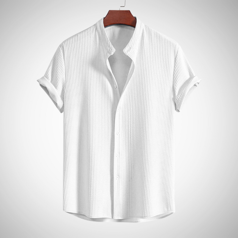 Keith Muscle Fit Ribbed Stand Collar Shirt for Men