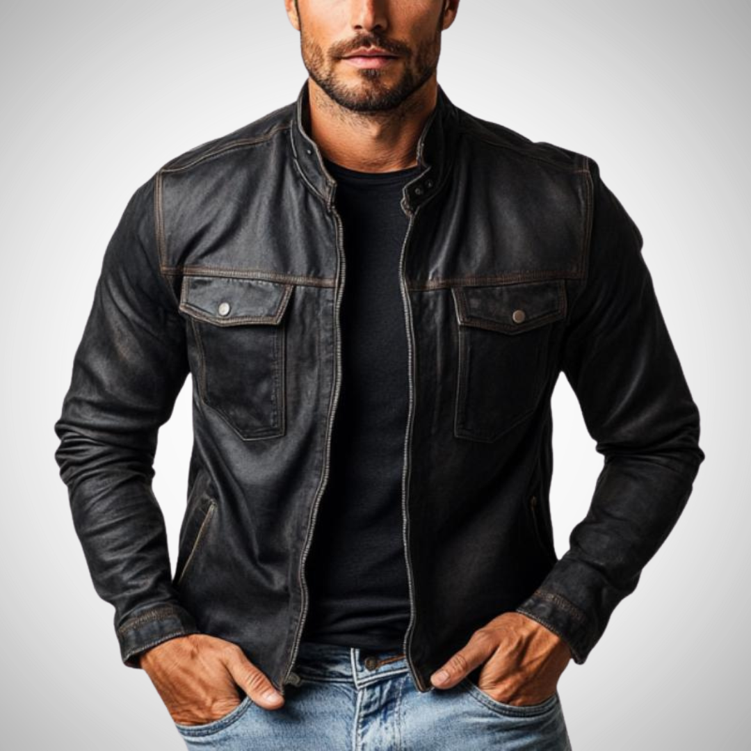 Veste de printemps en cuir Raymond pour homme