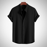 Keith Muscle Fit Ribbed Stand Collar Shirt for Men