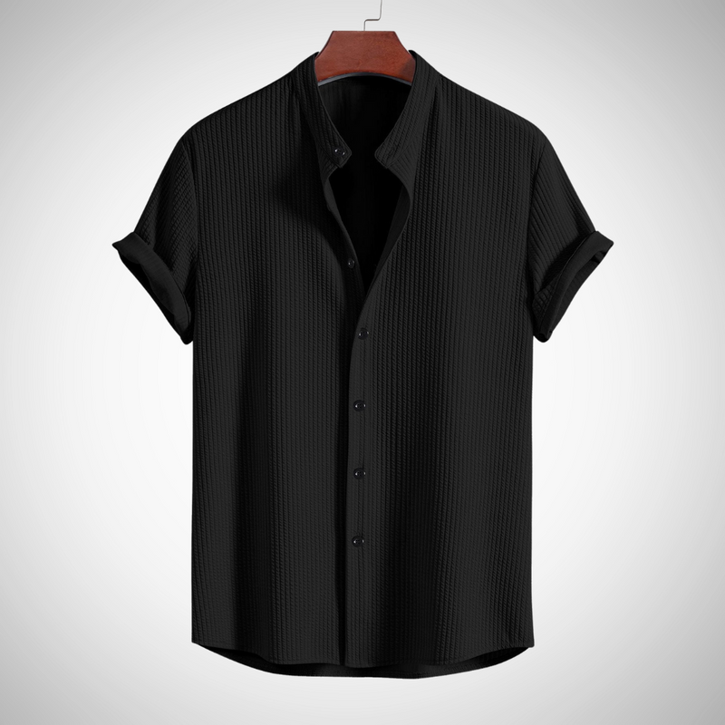 Keith Muscle Fit Ribbed Stand Collar Shirt for Men