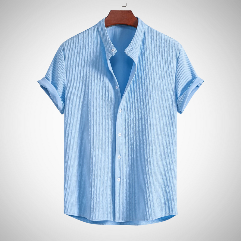 Keith Muscle Fit Ribbed Stand Collar Shirt for Men