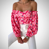 Josefine Printed Off-Shoulder Crop Top for Women