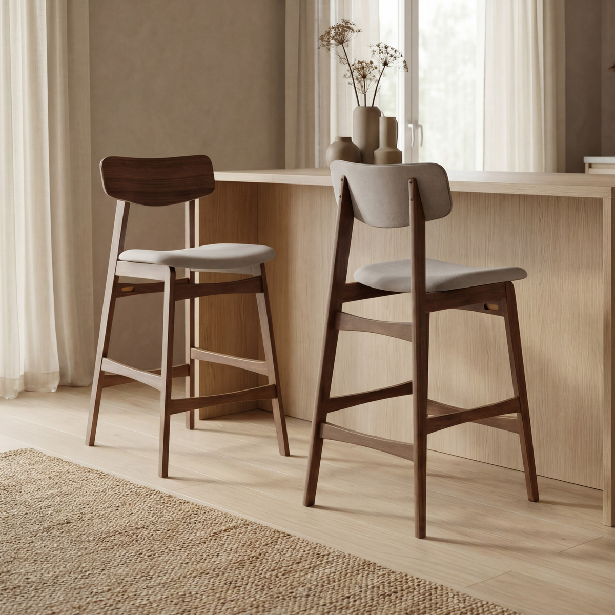Amara Counter Stool - Smoke & Walnut