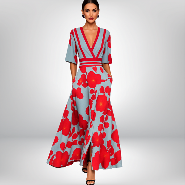 Sapphire Elegant Floral Wrap Dress for Women