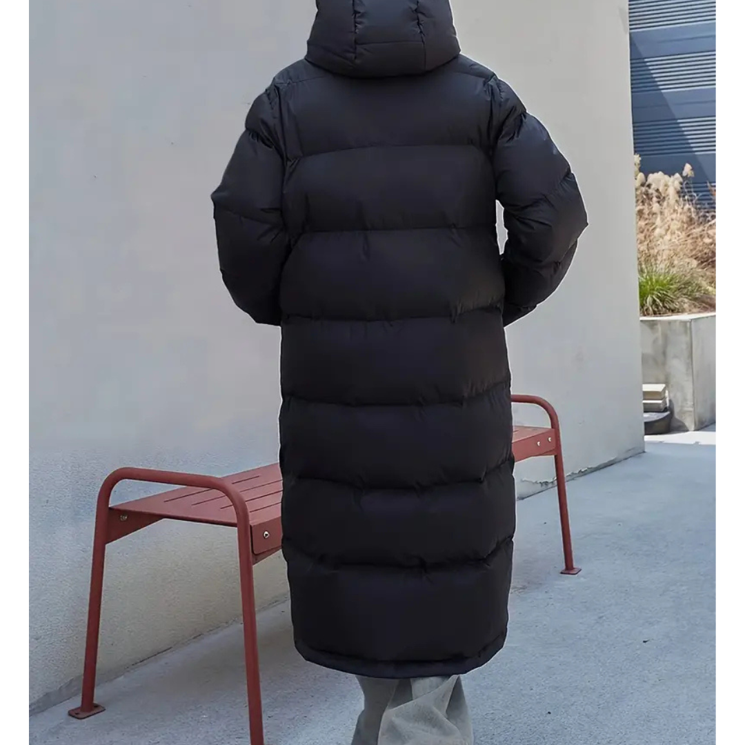 Simone Black Long Quilted Puffer jacket for Women