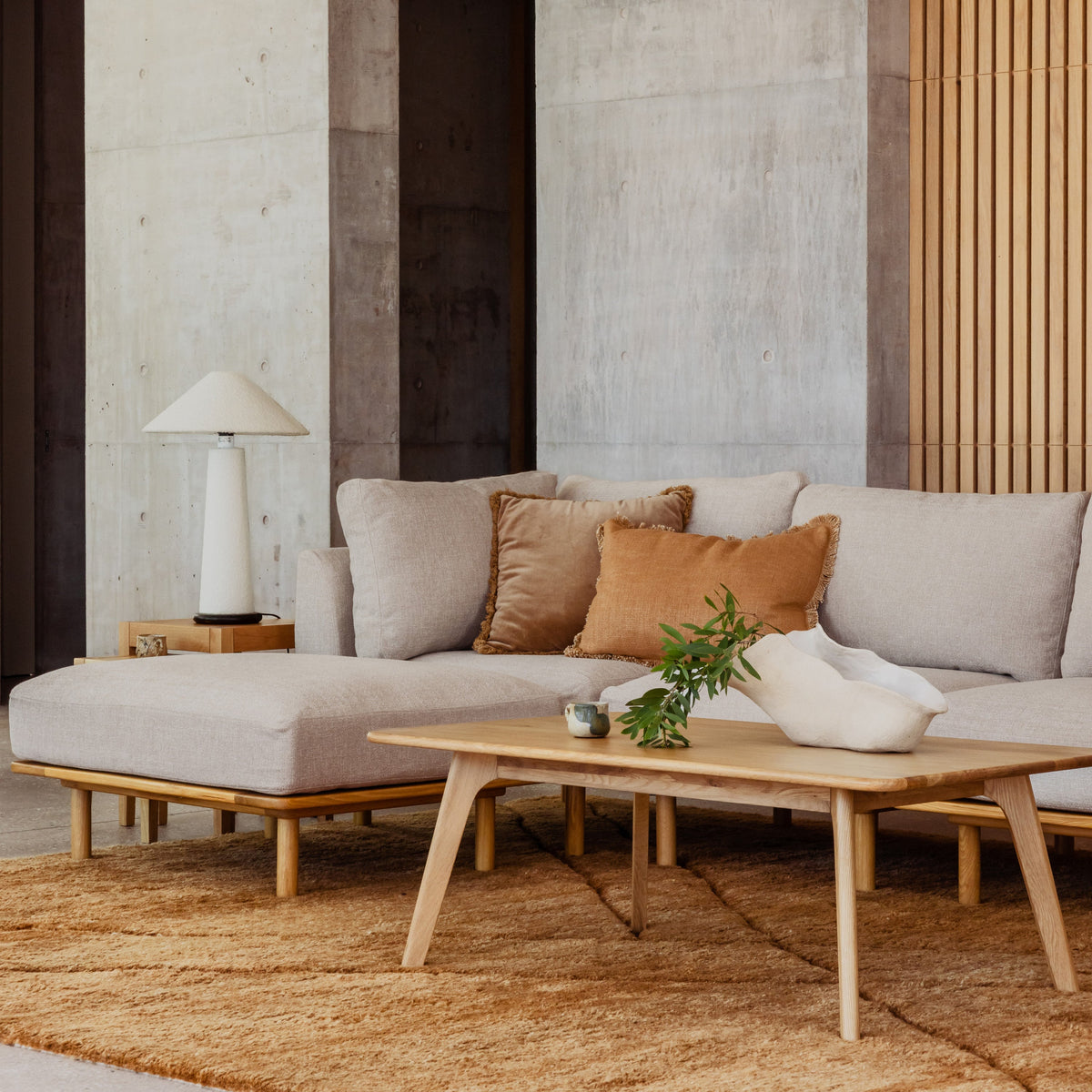 Anika Modular 3-Seater Chaise, Ivory Beige, seat and cushion detail