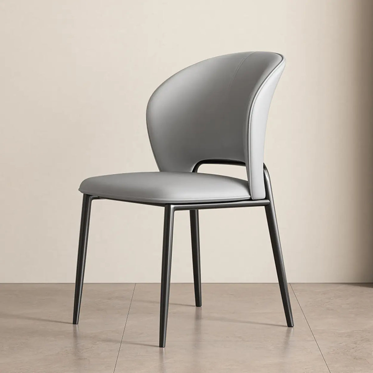Armless Faux Leather Dining Side Chair with Curved Back