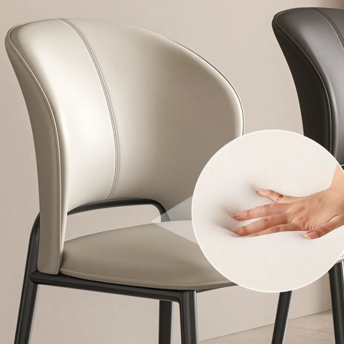 Armless Faux Leather Dining Side Chair with Curved Back