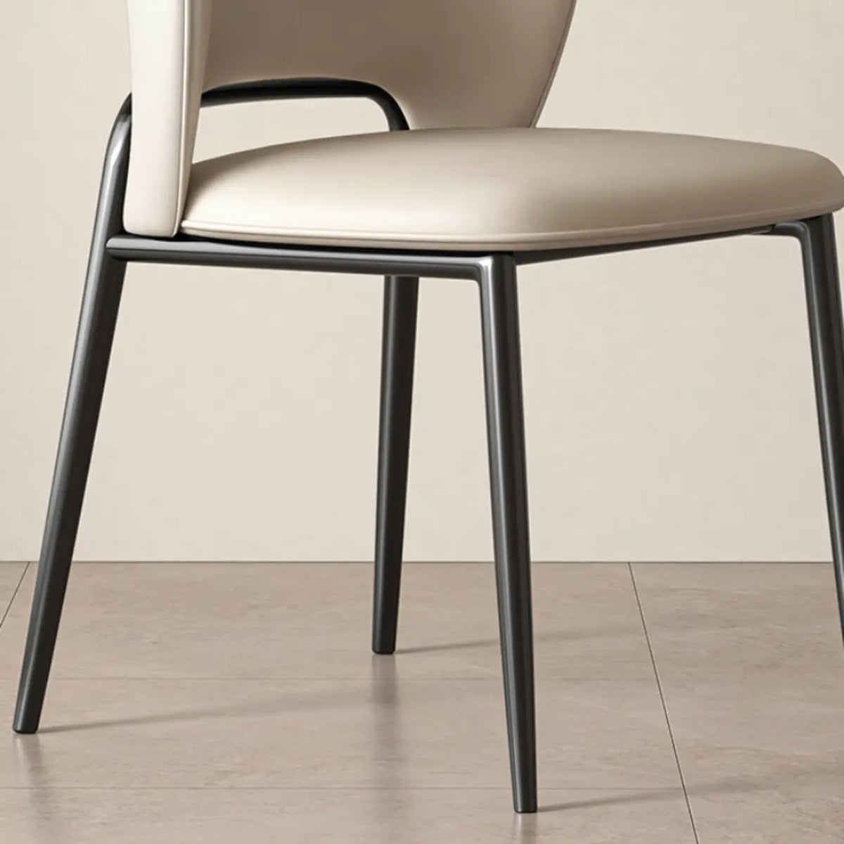 Armless Faux Leather Dining Side Chair with Curved Back