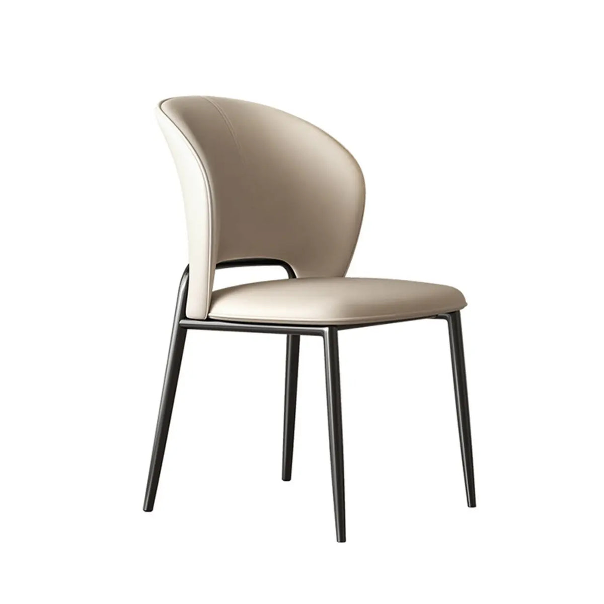 Armless Faux Leather Dining Side Chair with Curved Back