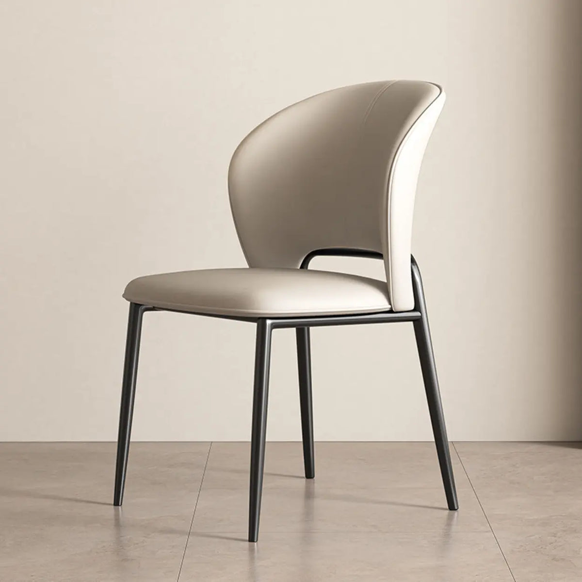 Armless Faux Leather Dining Side Chair with Curved Back