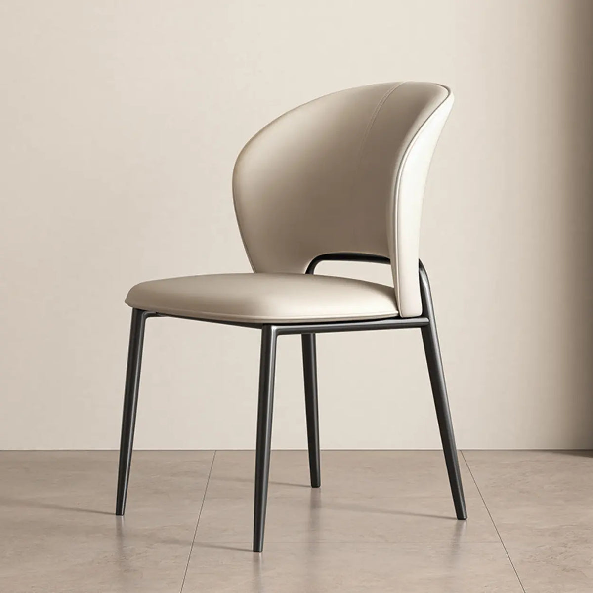 Armless Faux Leather Dining Side Chair with Curved Back