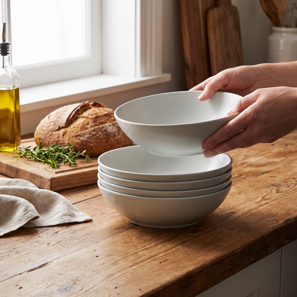Big Stoneware Bowl Set, styled in a real setting