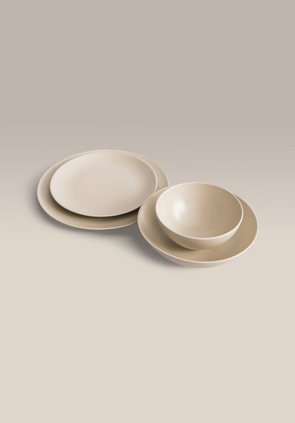 Big Stoneware Plate Set, full set laid out