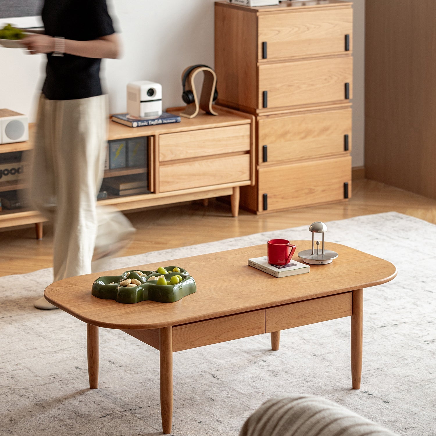 Scandinavian Cherry Wood Coffee Table VISTA