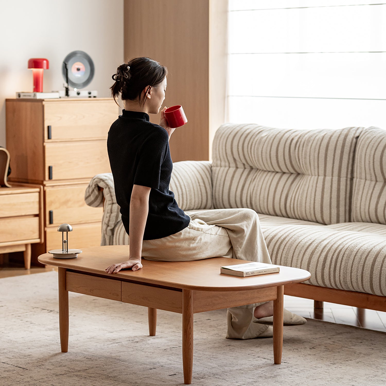 Scandinavian Cherry Wood Coffee Table VISTA