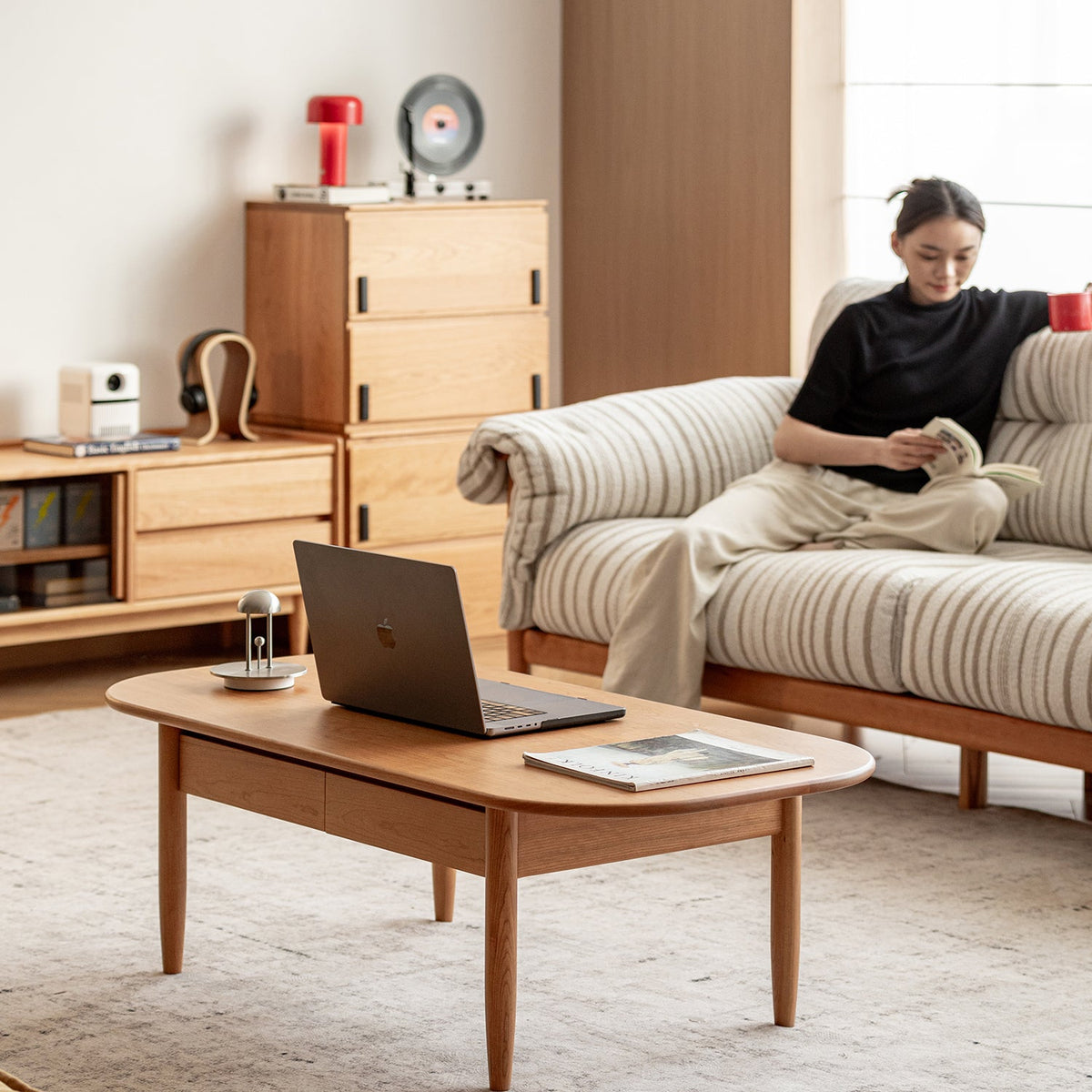 Scandinavian Cherry Wood Coffee Table VISTA