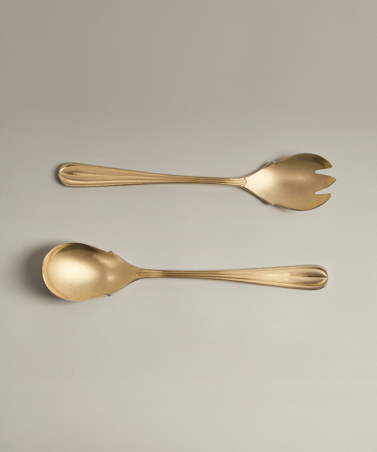 Crescent Fork & Spoon Stainless Steel Serving Set, front view