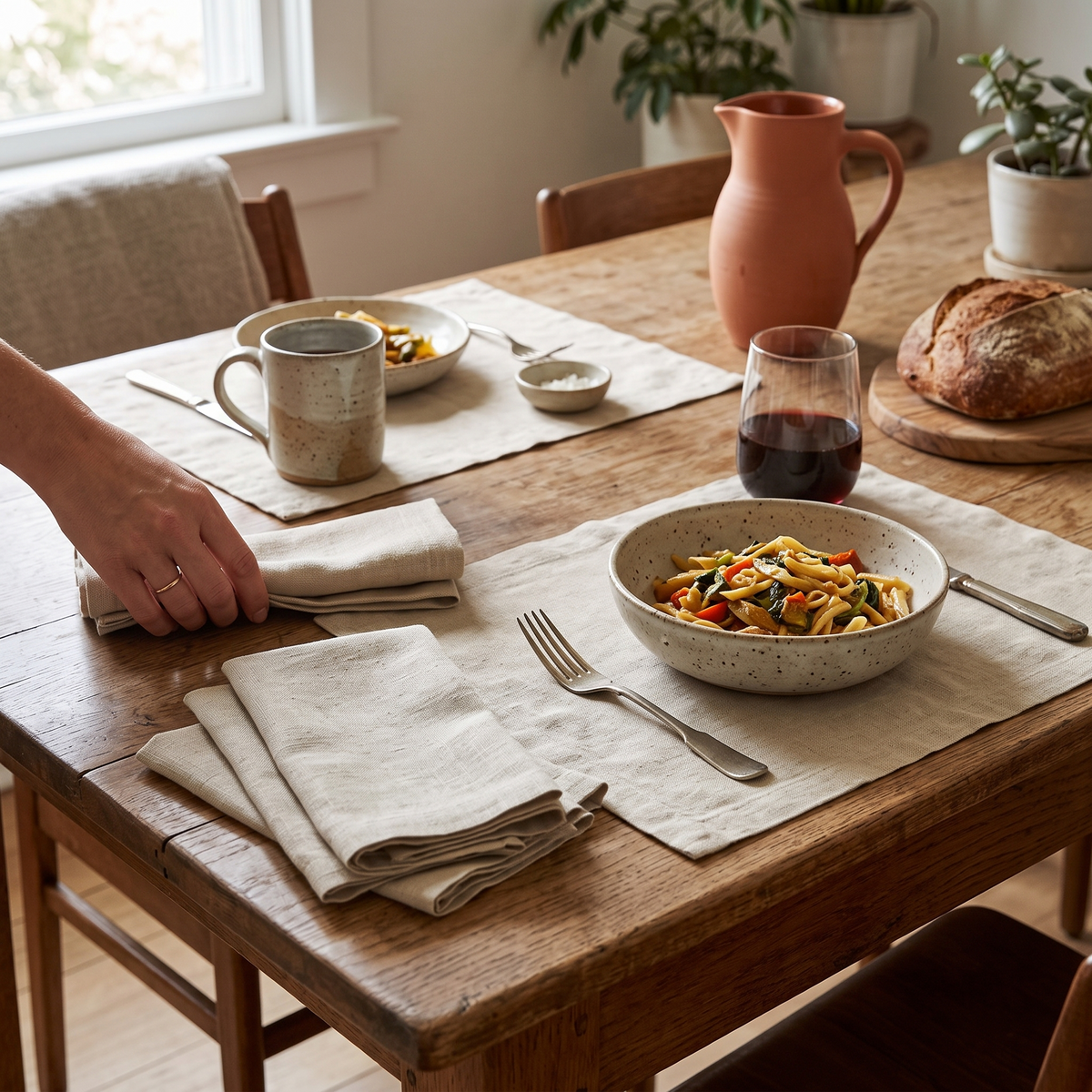 Everyday Linen Napkin and Placemat Set, styled in a real setting