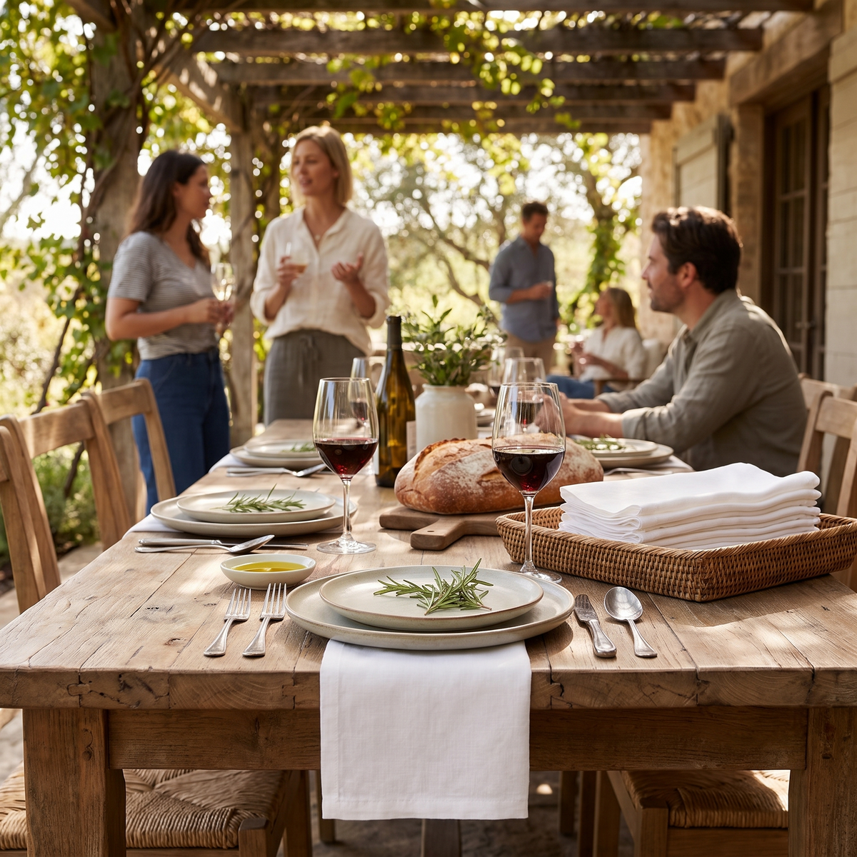 Everyday Linen Napkin and Tablecloth Set, styled in a real setting