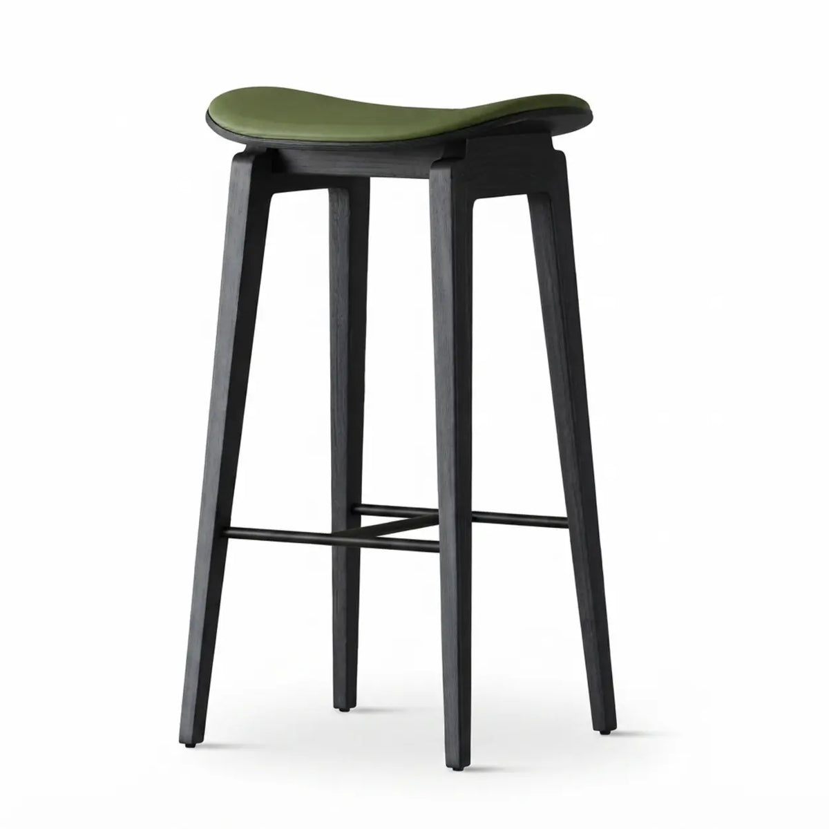 Faux Leather Counter Stool with Footrest and Wood Frame