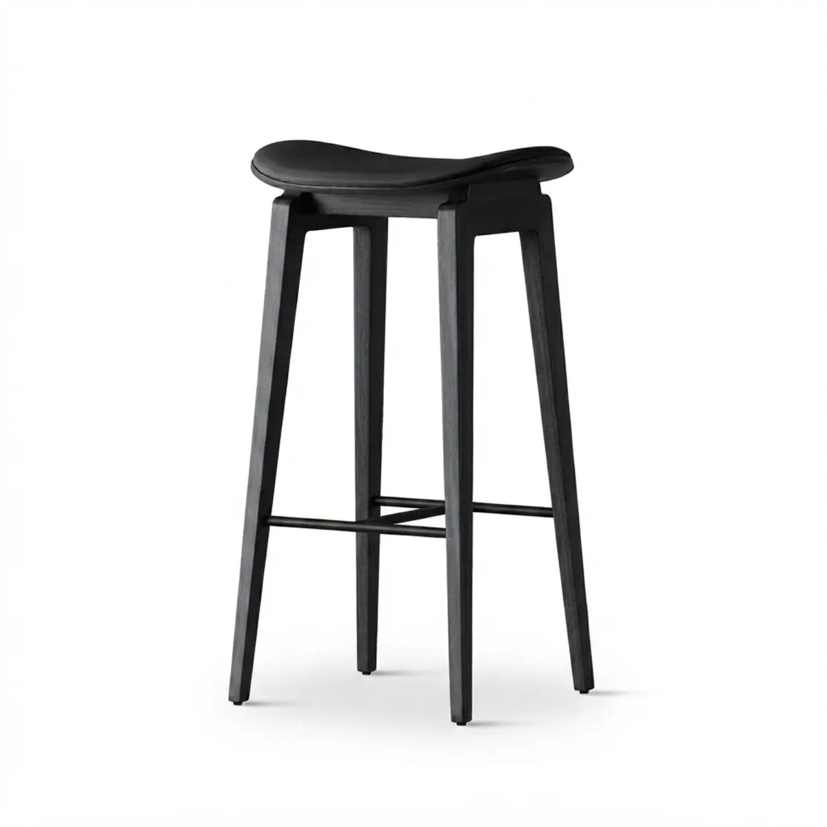 Faux Leather Counter Stool with Footrest and Wood Frame