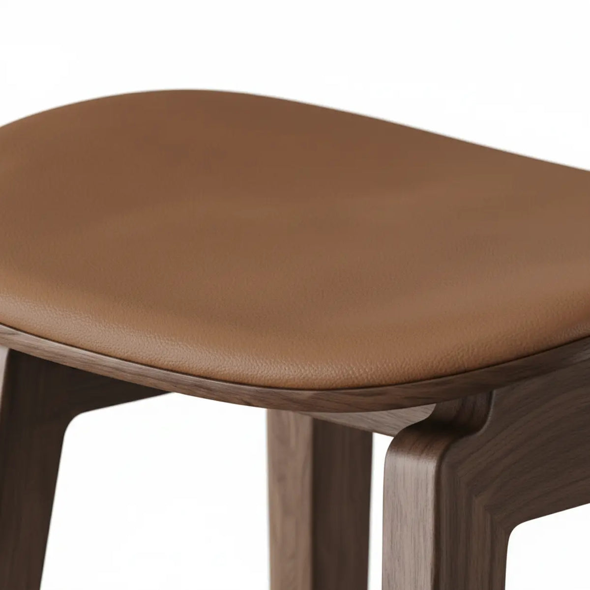 Faux Leather Counter Stool with Footrest and Wood Frame