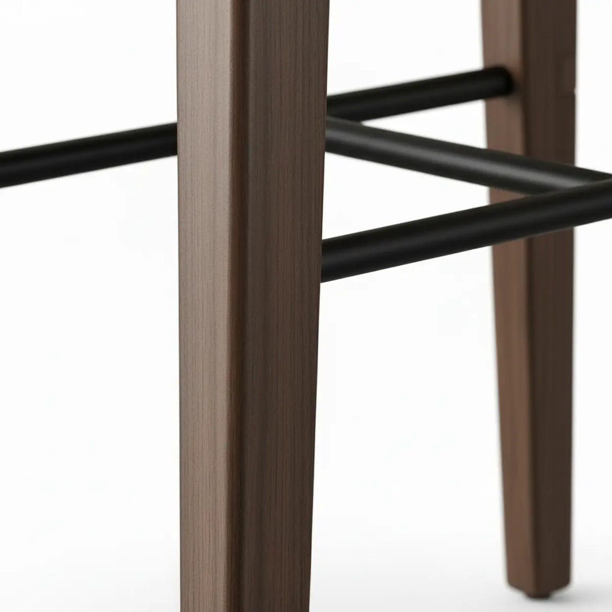 Faux Leather Counter Stool with Footrest and Wood Frame