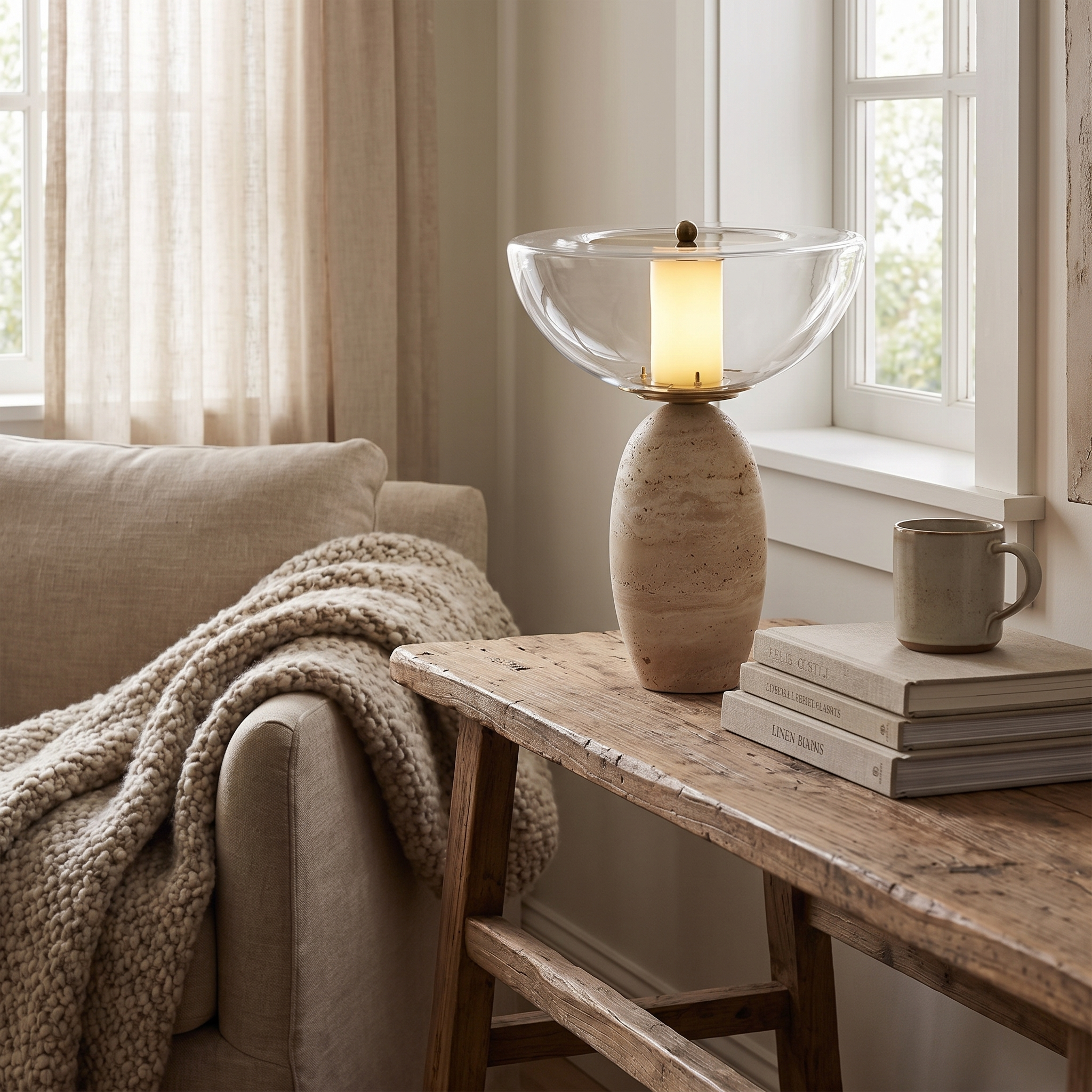 Mariven Travertine Table Lamp