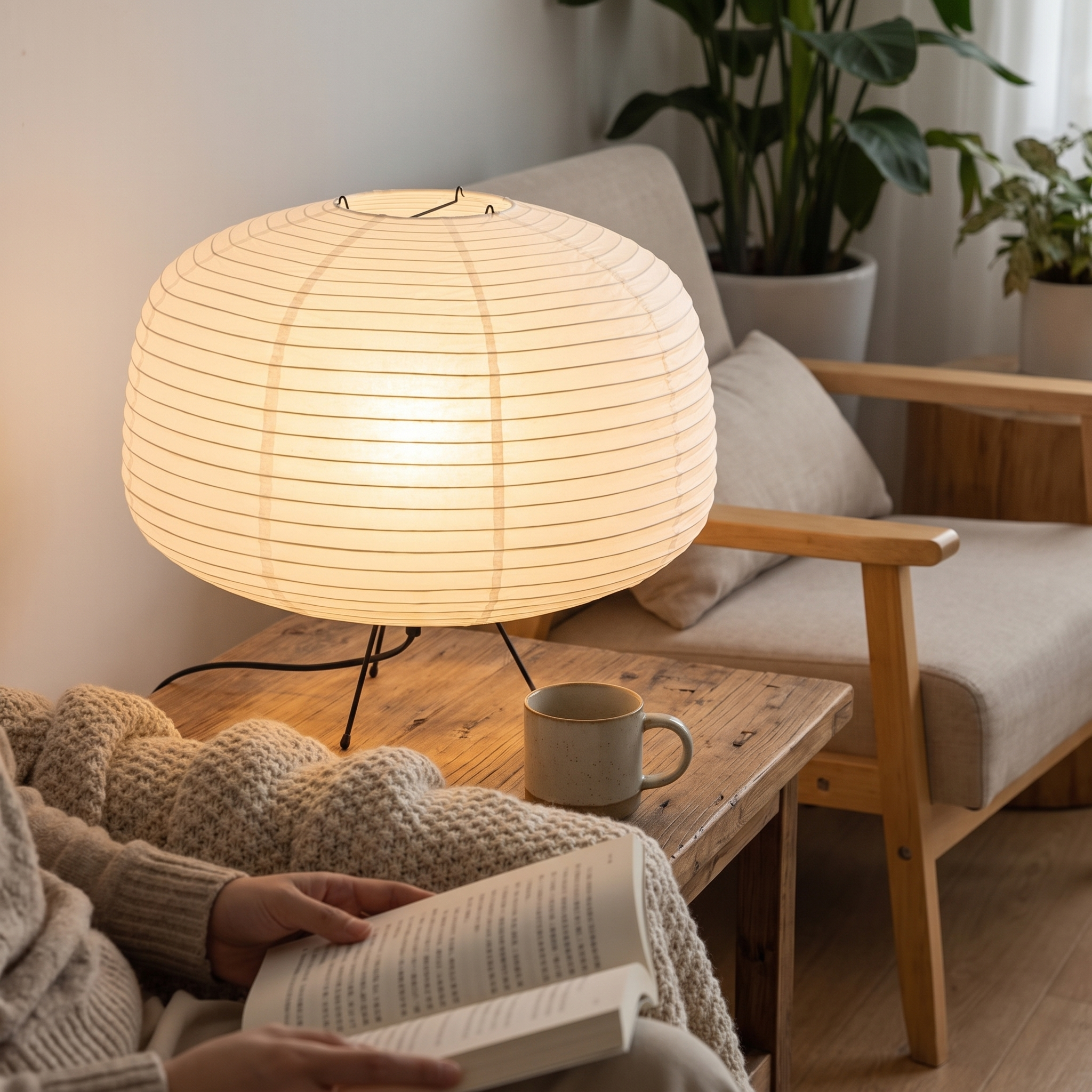 Japandi Paper Table Lamp
