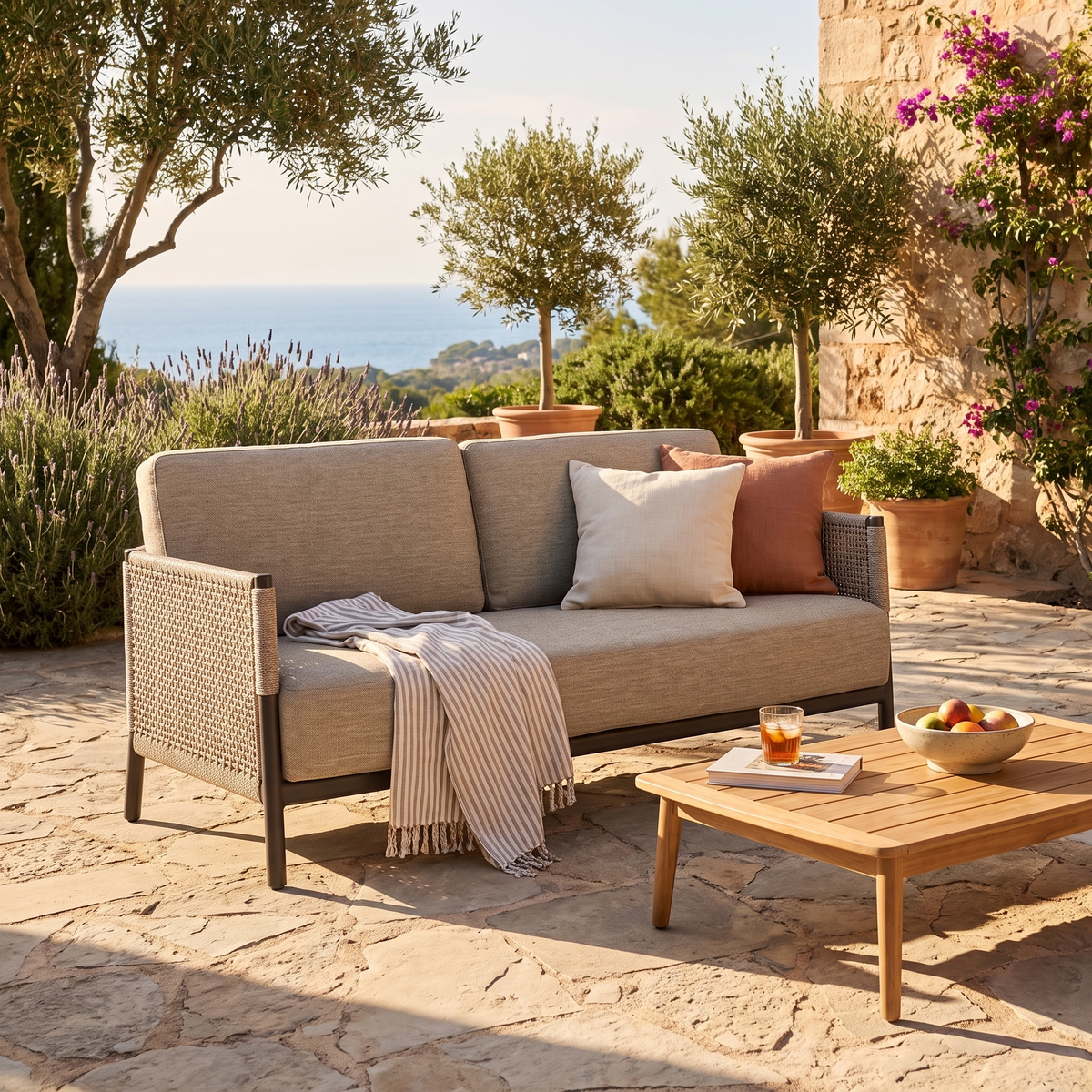 Saratoga Loveseat in Charcoal Aluminum