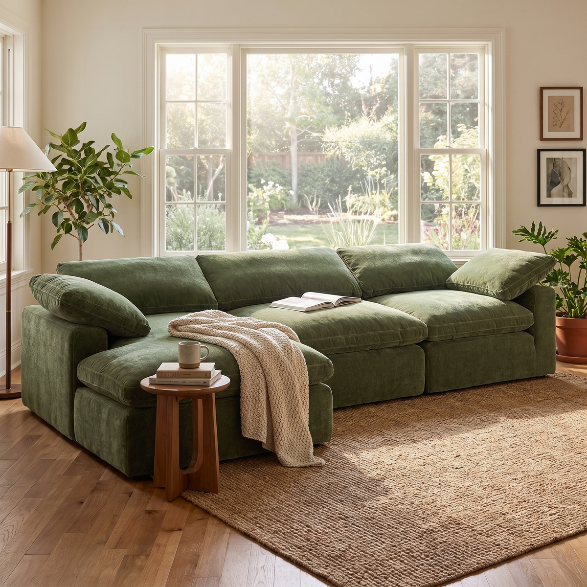 6-Seat Aspen Modular Corner-Sectional | Sagano Green