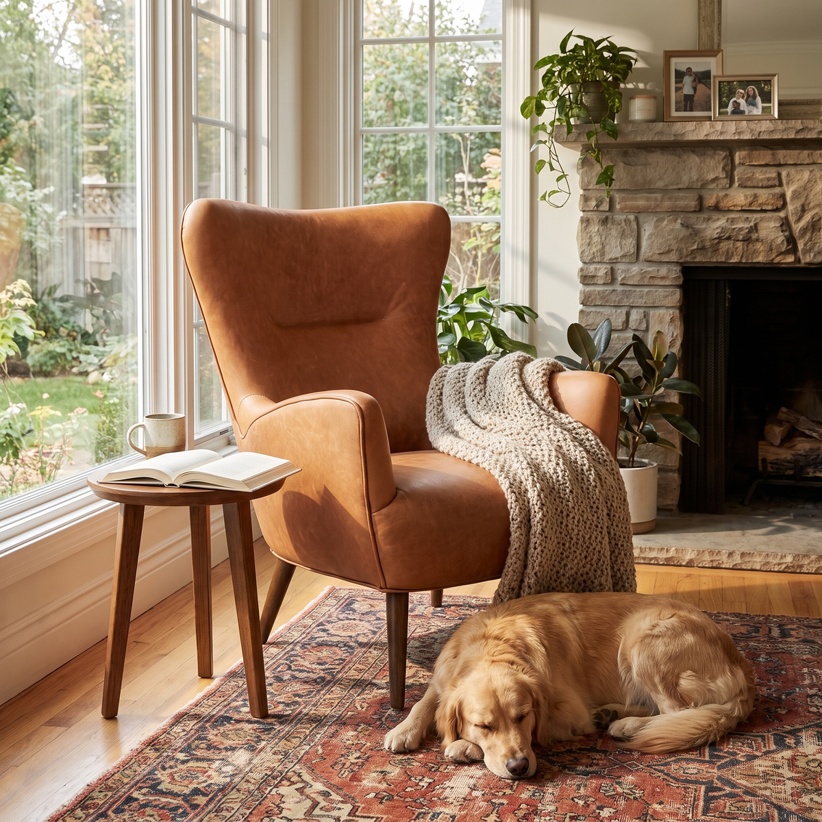 Aida Leather Lounge Chair | Cognac Tan | Single