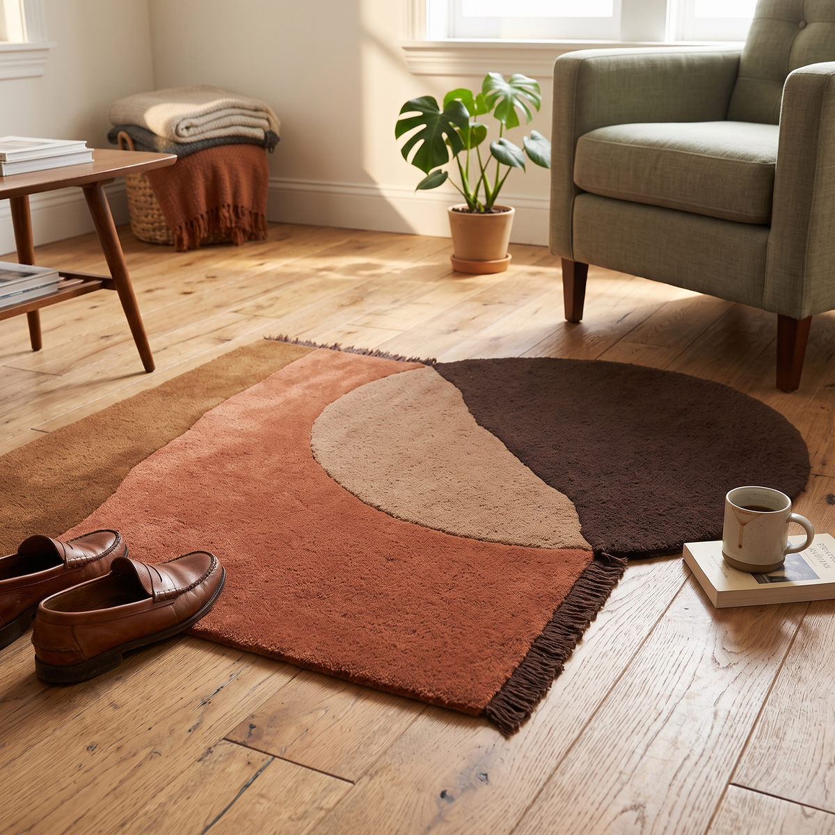 View Tufted Rug - Red Brown